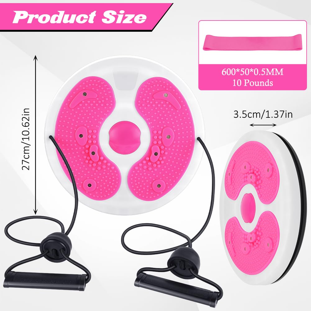 flintronic Twist Cintura Torsión Disc,Fitness Disco Torsión con Correa de Mano, Board Cintura para Adelgazar Fitness para Entrenamiento en Casa con Bandas de Resistencia y Masaje de Pies