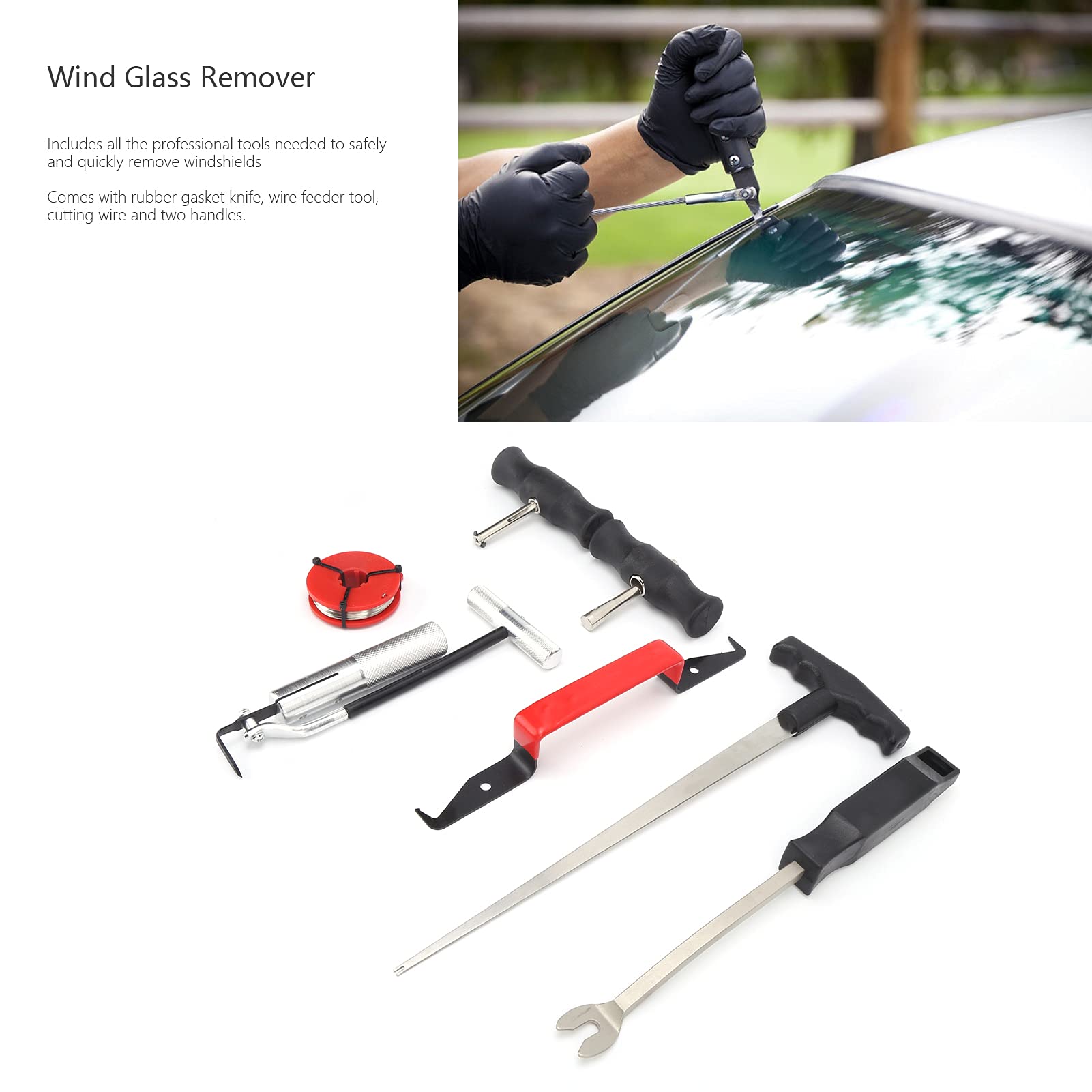 AMAKO 7Pcs Windshield Remover Tool Kit: Universal Metal Windshield Tools for Car Repair and Maintenance