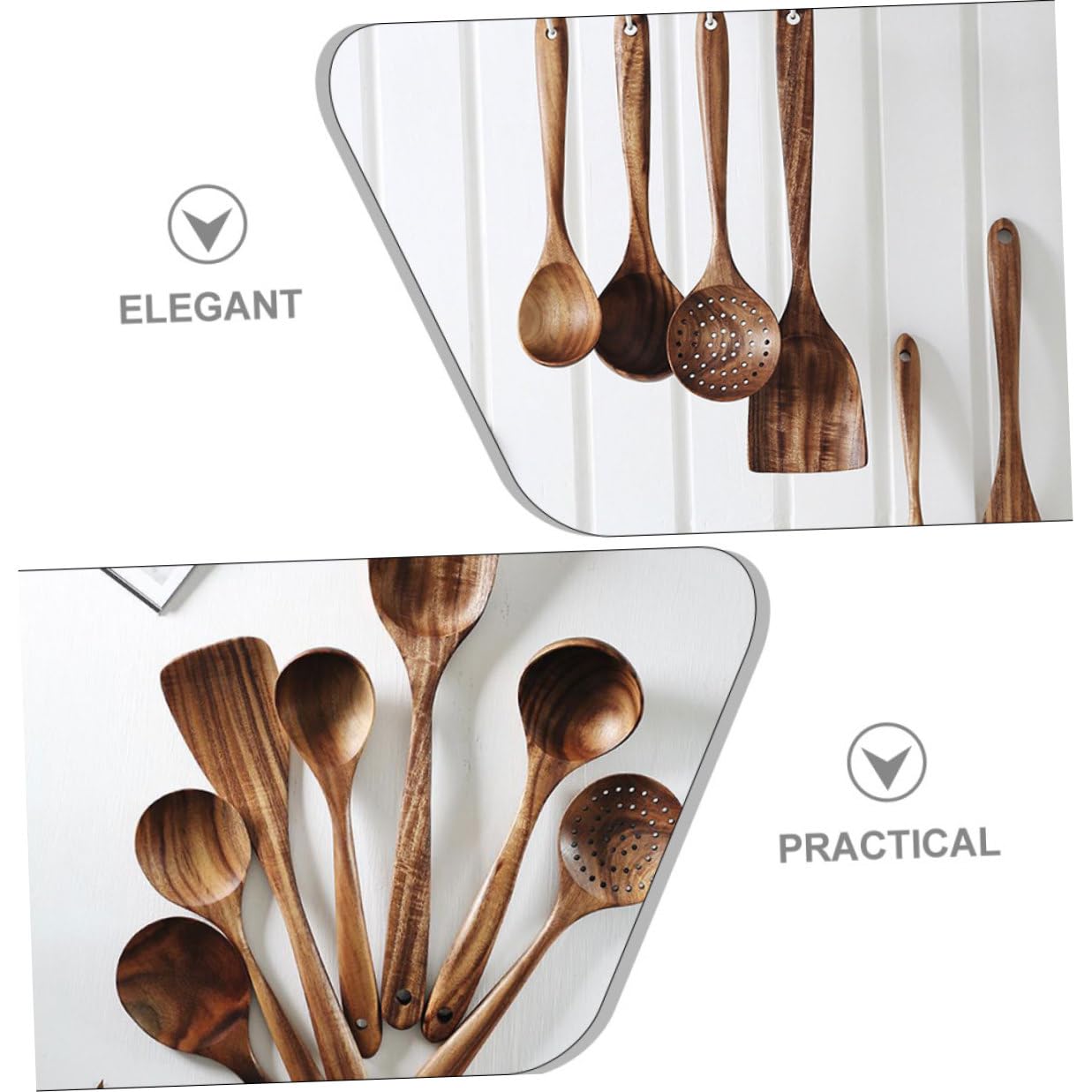 Cucchiai in Legno Naturale per Cucina Utensili con Manici Lunghi Ergonomici Cucchiaio Portatile per Uso Domestico Resistenti e Sicuri per Cottura Professionale