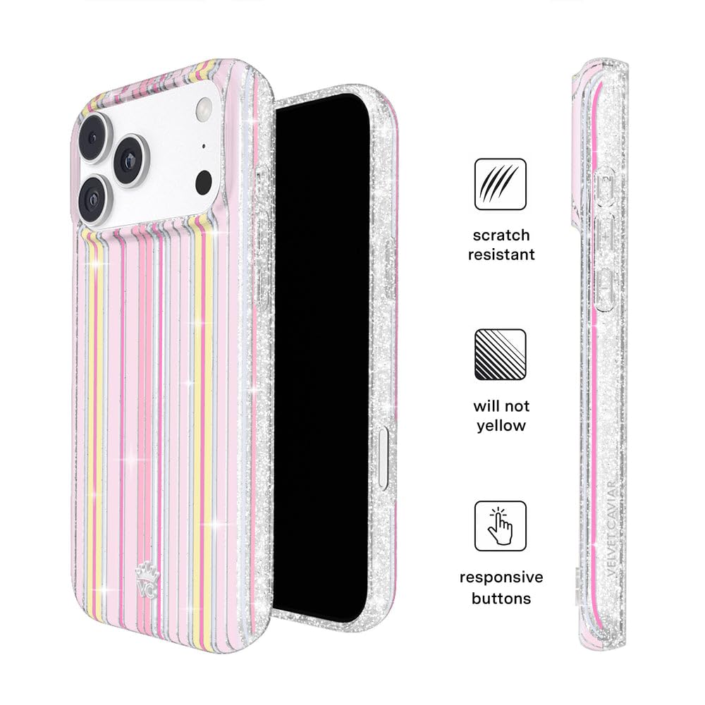VELVET CAVIAR Hülle für iPhone 17 Pro Max | Kompatibel mit MagSafe | 10ft Falltest | Schützende Sommerhüllen | Sunkissed Stripes Glitter