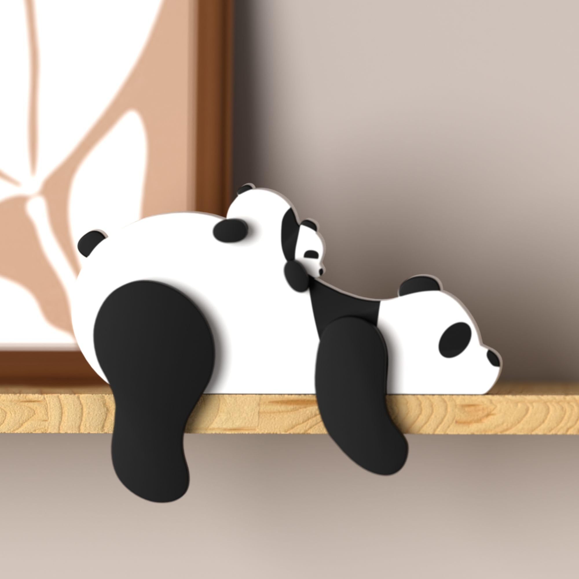 Putska Men's Panda Woodland Nursery Decor - Wooden Animal For Baby Boy Nursery Decor, Forest Decoration For Room, Shelf, Bedroom (Panda)
