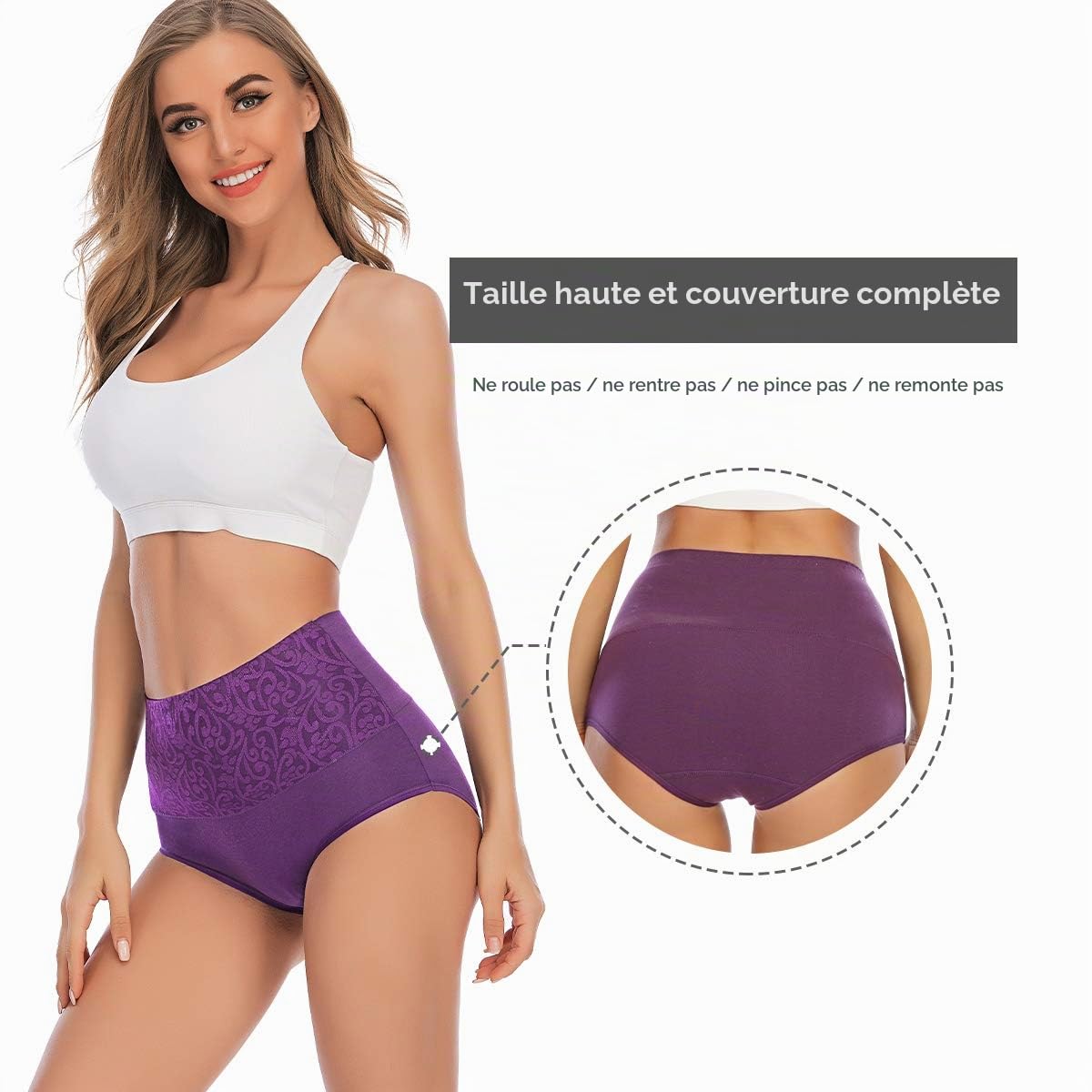 YaShaer Lot de Slips Taille Haute en Coton pour Femme
