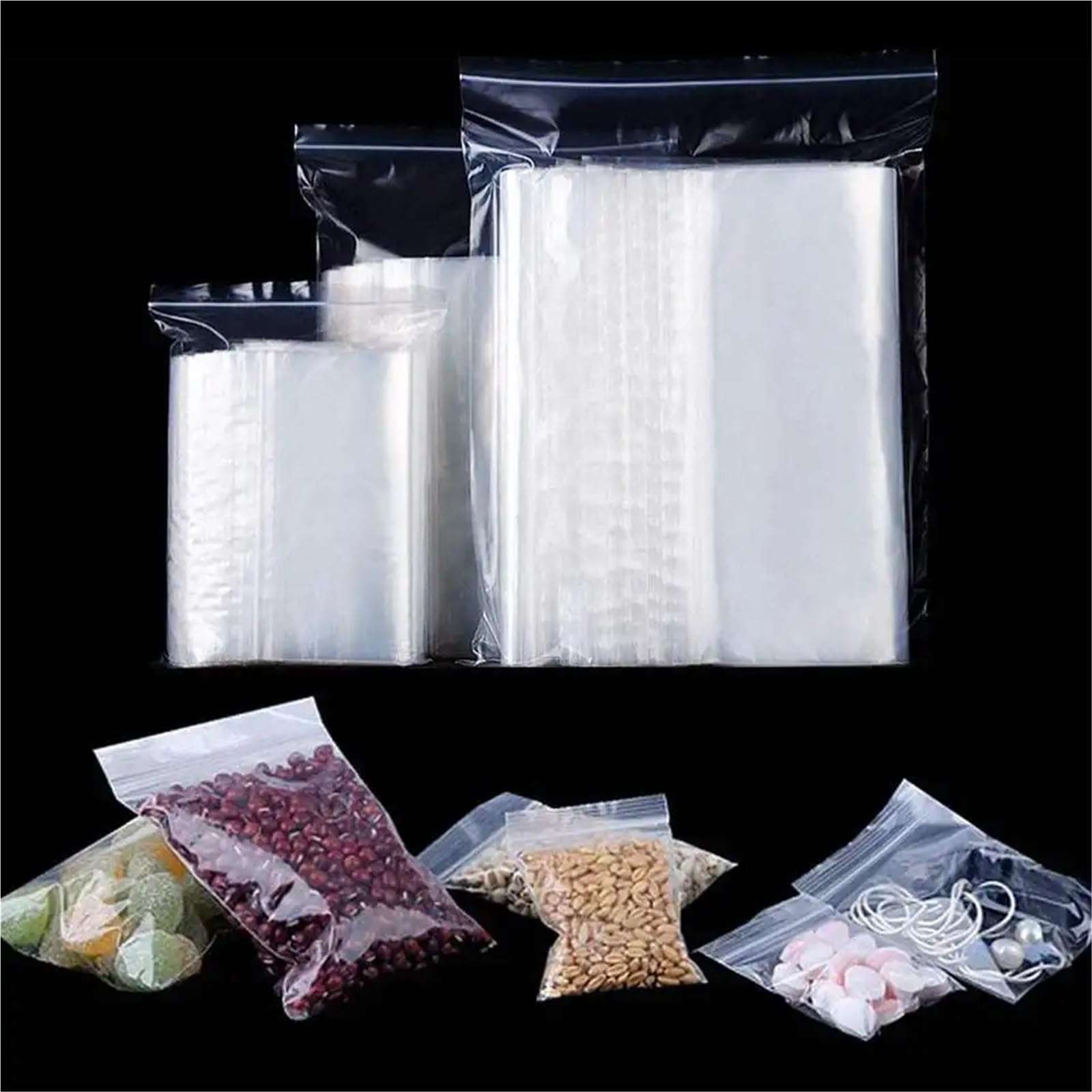 Bolsa Zip Bolsa de almacenamiento plástico transparente con cierre hermético y grosor reforzado for guardar joyas pequeñas alimentos. Reutilizable para la Cocina(A-12x18cm,500 PCS)