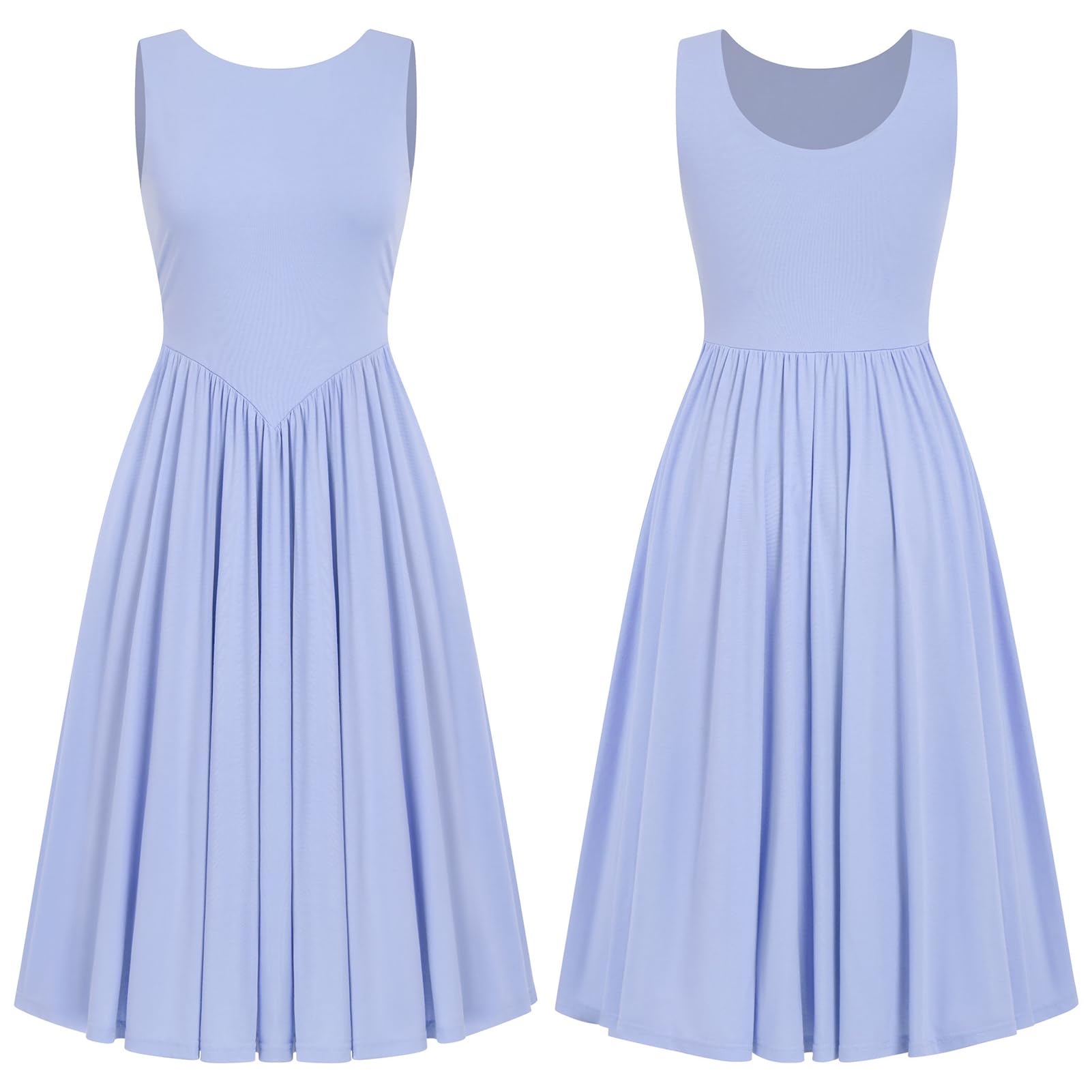 Odizli Sommerkleid Damen Elegant Sommer Ärmellos A Linien Midi Kleid mit Taschen