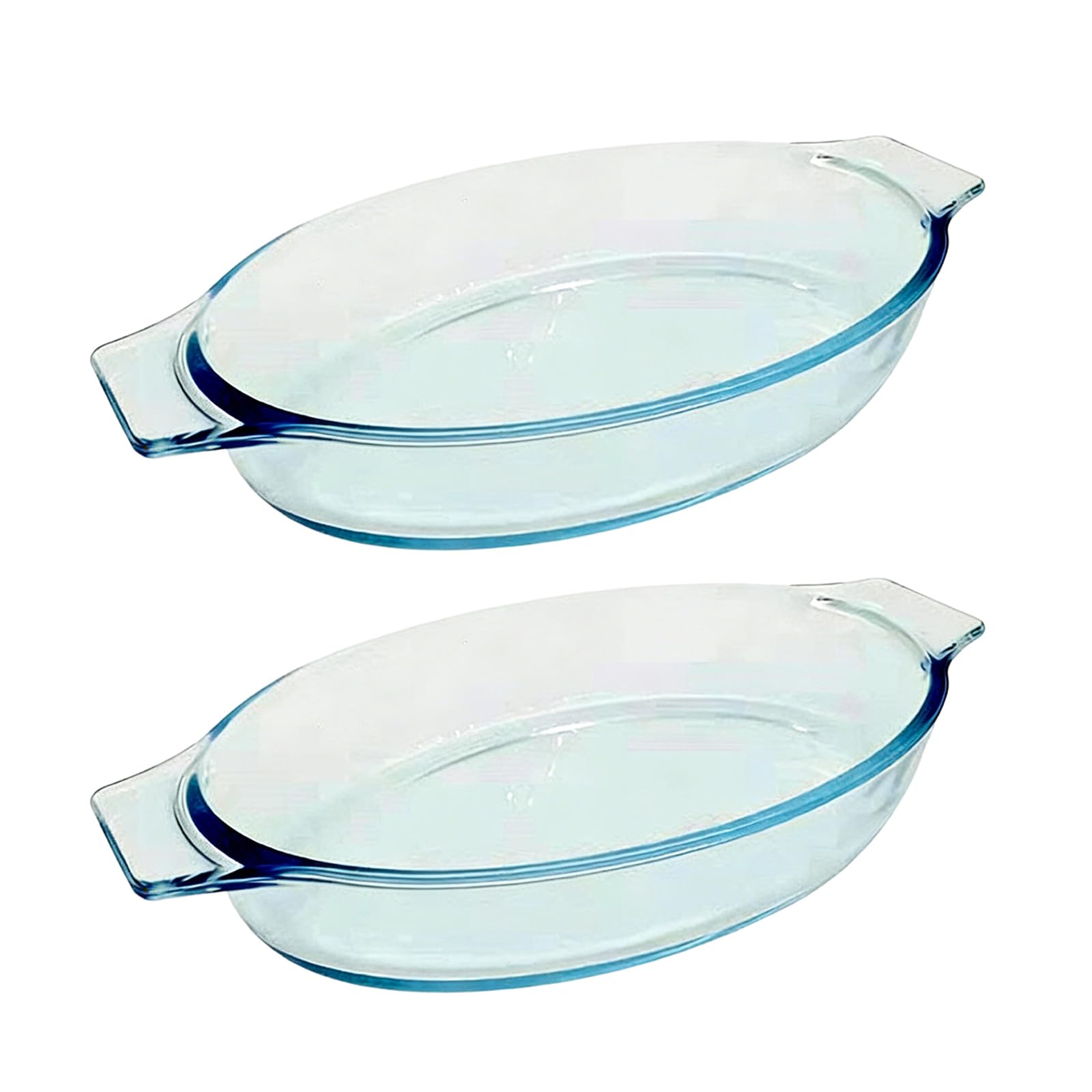 ZBIianxer 2 Items Clear Glass Cooking Trays Baking Pan Elliptical Shape Perfect for Individual Lasagna and Meat Pie Glass Cookware