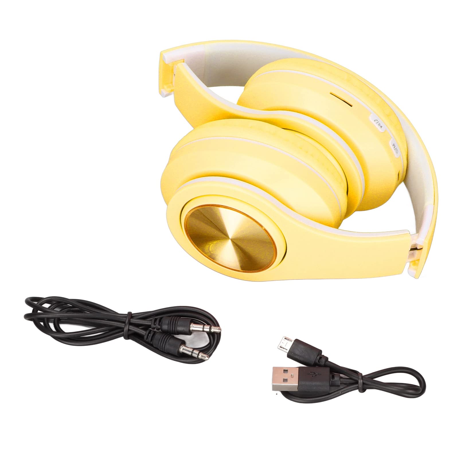 Cuffie con Cancellazione Attiva del Rumore, Cuffie Auricolari Wireless Bluetooth 5.0 Pieghevoli, Cuffie con Luce Colorata RGB, Cuffie Auricolari in Pelle PU, per Ragazzi, Ragazze(Giallo)