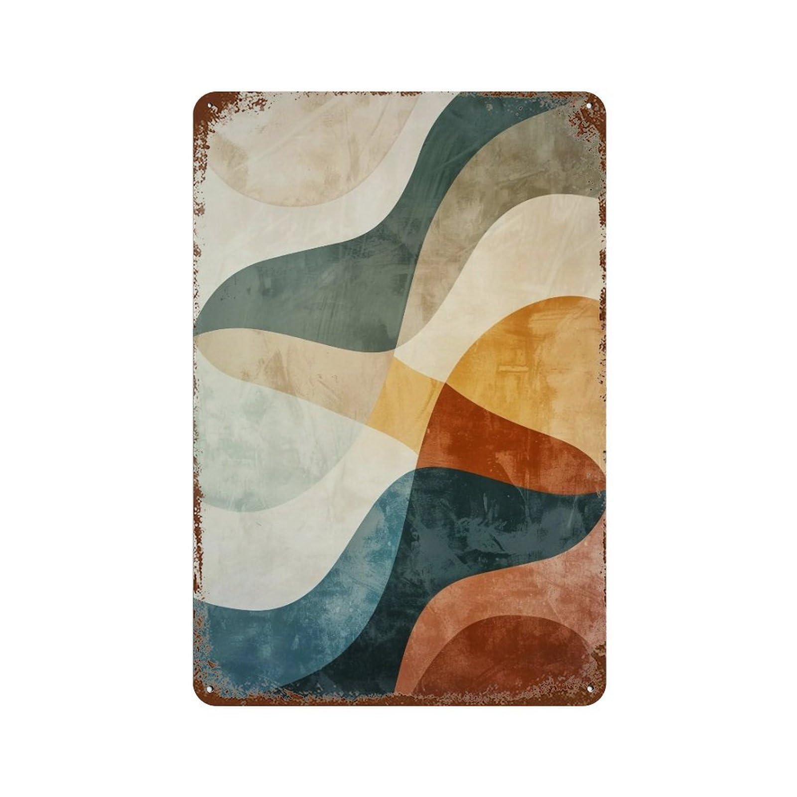 Wihyrtui Style Retro Textured Curved Earth Abstract Shapes 04 Wall Retro Iron Metal Tin Sign Vintage Art Poster Modern Home Cofffee Club Art Bar Shop Decor 30X20cm