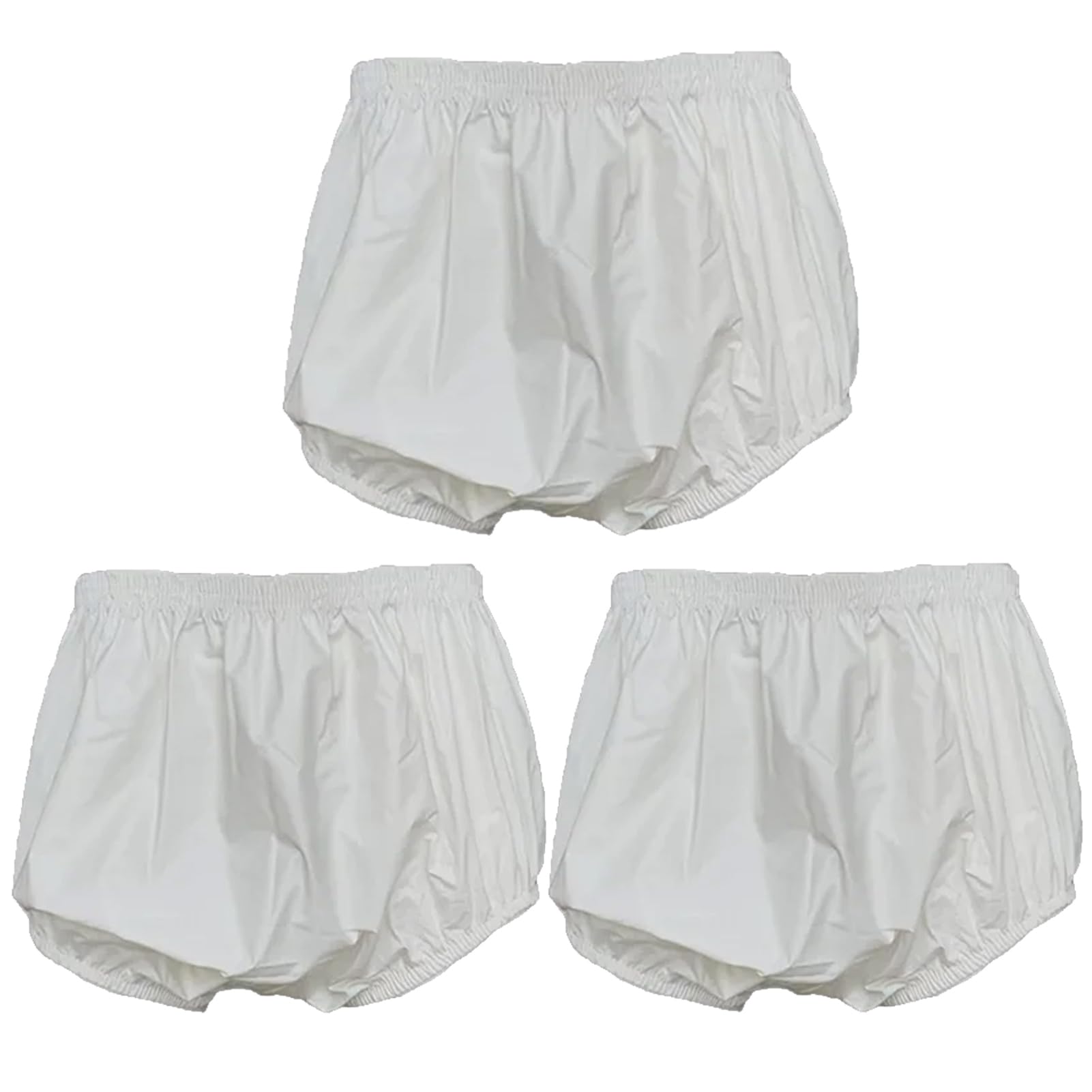 Pack De 3 Pantalons en Culotte Plastique pour Adultes Incontinence Adulte PVC Silencieux À Enfiler Les Couches Couvre Les Culottes De Sécurité Anti-Fuite Imperméables,3 Pack,XXL