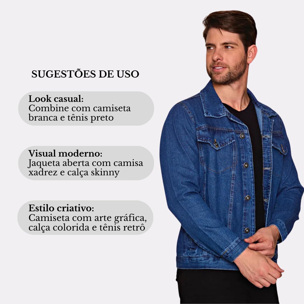 Jaqueta Masculina Jeans Homen Moda Masculina Ceas Modas em promoção! Veja a oferta e mais achadinhos de Jaquetas & Casacos 4 Hoje é o melhor dia para comprar Jaqueta Masculina Jeans Homen Moda Masculina Ceas Modas com aquele preço maroto! Promoção! Aproveite a oferta! 4