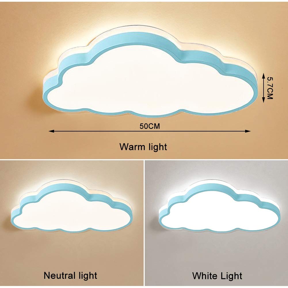 Lampada da soffitto a LED a nuvole, soffitto a irraggiamento a 360 °, luce bianca e dimmerabile Optional per ragazzi e ragazze Camera da per classe Plafoniere (50 * 5.7cm Blu Dimming)