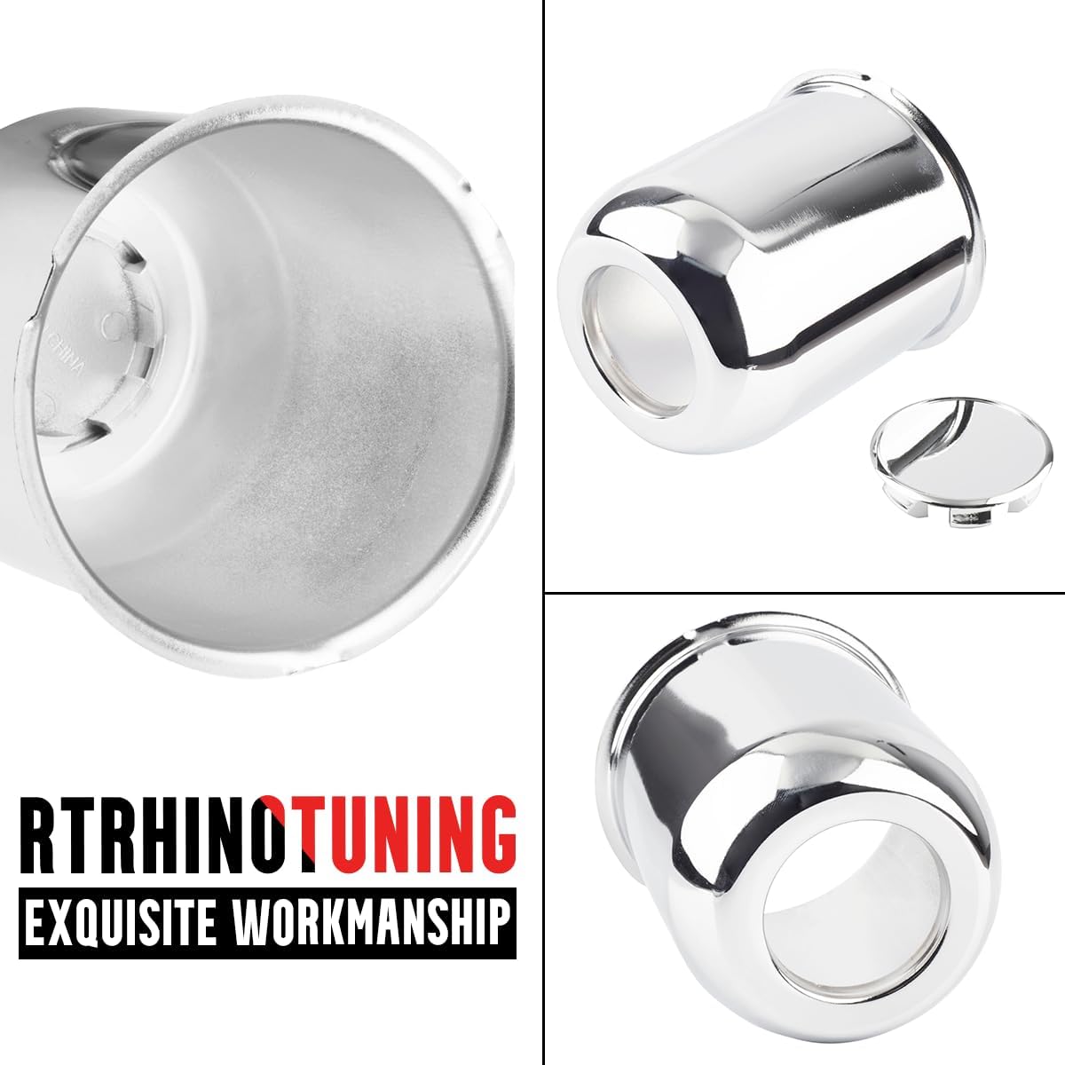 RTRHINOTUNING 4PCS 3.74inch Push Through Wheel Center Caps Chrome Silver for Truck Wheels Rim Trailer