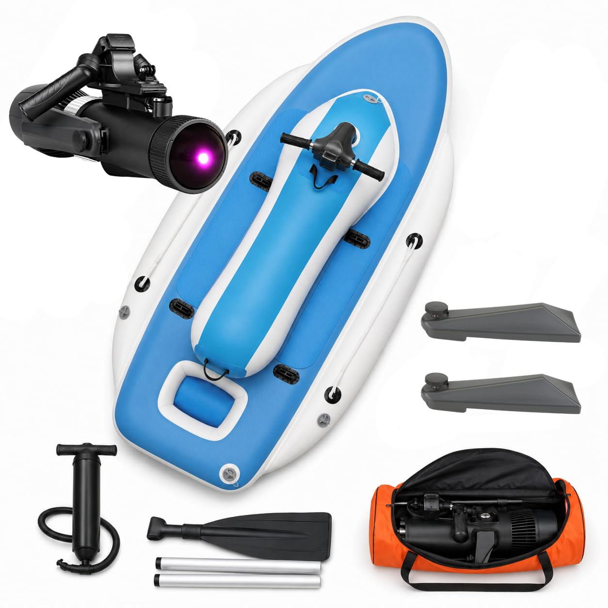 CHHMAELOVE Inflatable Electric Watercraft Motorized Boat for Lake Water Sports 700WPRO16A