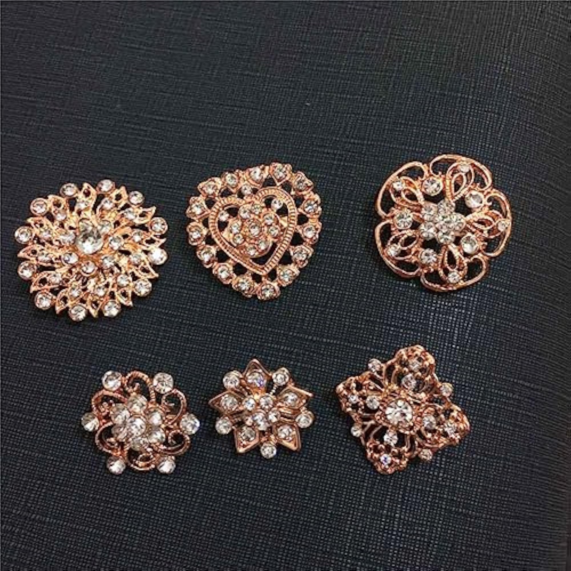 24pcs Rhinestone Crystal Flower Brooch Pin Set, Gift Set
