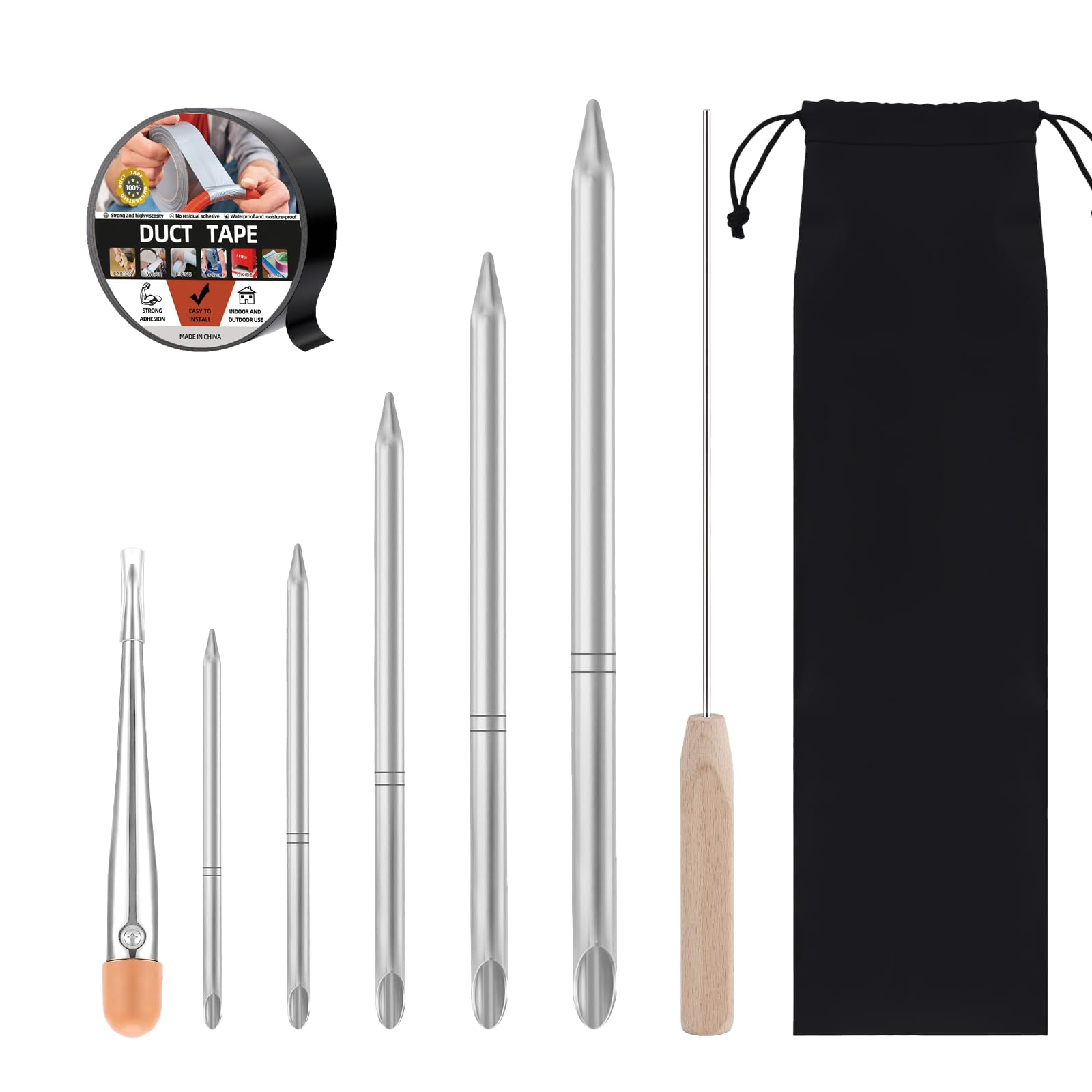 9-Teiliges Seil-Spleißwerkzeug-Set, Seilspleiß-Set, Fid-Kit mit Edelstahl-Stranghalter Seilverbindungsset und Schwarzes Klebeband, Flechtnadeln für Geflochtene Seilverbindung Segeln Takelage Seilwinde