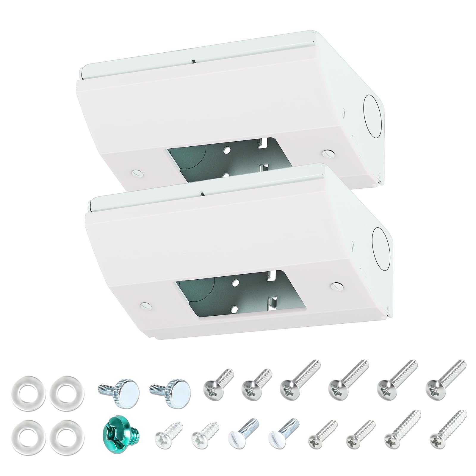 Paquete de 2 cajas de salida GFCI para debajo del gabinete, salidas debajo del gabinete cableadas, mayor espacio de cableado, fácil de instalar, estructura de metal resistente, cumple con las normas