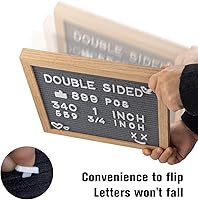 Vista 3 de YRYM HT Tablero de letras de fieltro de doble cara con 889 letras, marco de madera rústica de 10 x 10 pulgadas, tablero de mensajes con tableros