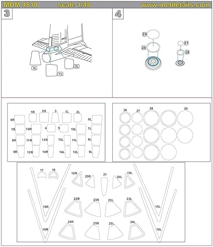 Miniatura 3 de Metallic Details MDM4810-148 B-29. Máscaras para modelo a escala de aviones RevellMonograma Kit