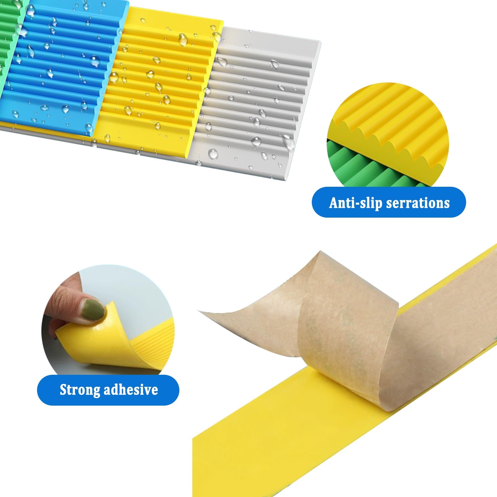 Tiras Antideslizantes Para Peldaños de Bordes de Escaleras, Borde de Escalera de Vinilo Antideslizante, Para Peldaños de Interior Y Exterior, Perfil de Borde de Escalera Tira Antideslizante Tira(Blue,