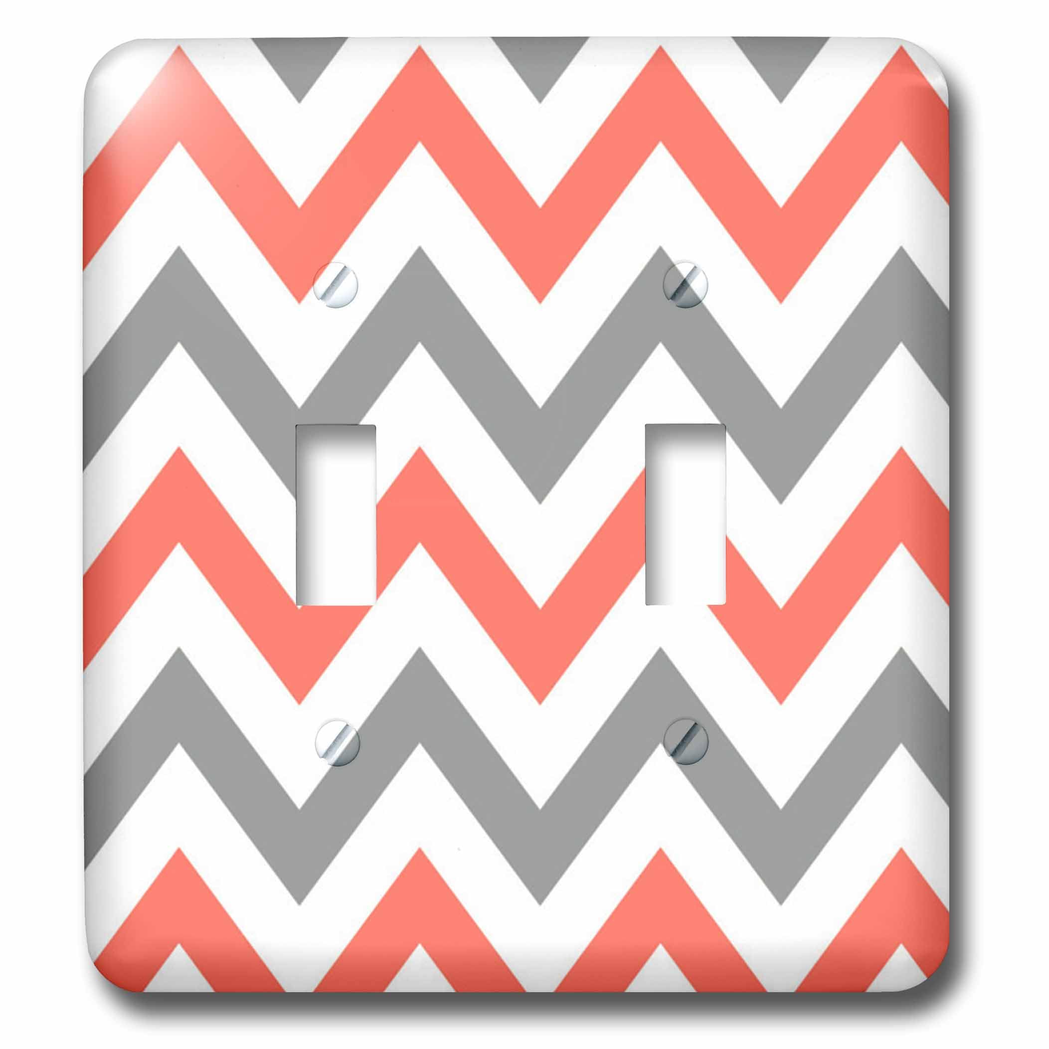 Interrupteur à bascule double décoratif chevron gris blanc et corail pour rénovation maison