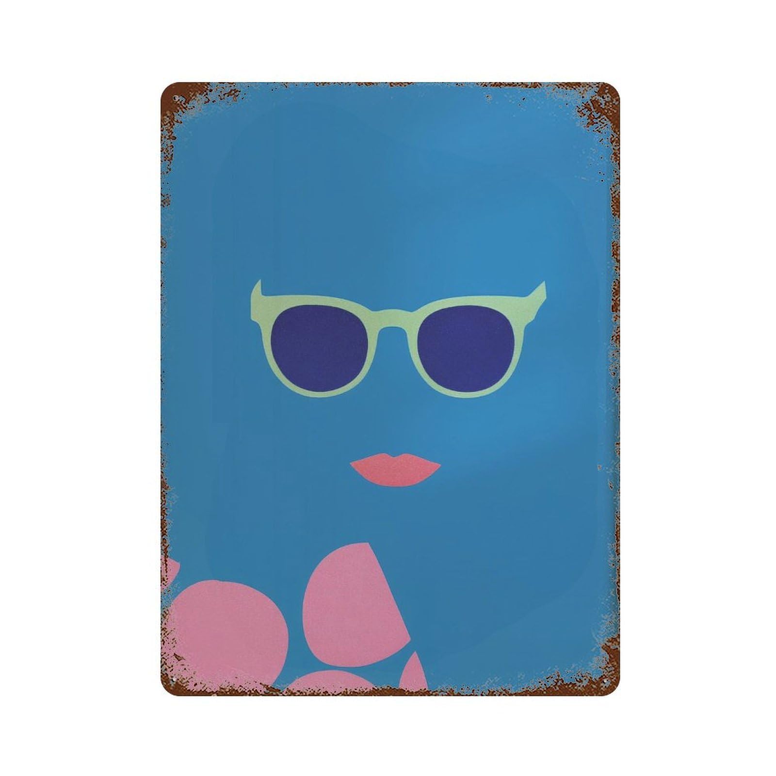 xiaoxiaoshen Minimal Woman Modern Pop Blue And Pink Decor. Playful Home Decor Wall Decor Art Metal Tin Poster Modern Home Decor Art Home Bar Shop Decorations Vintage Sign 40x30cm