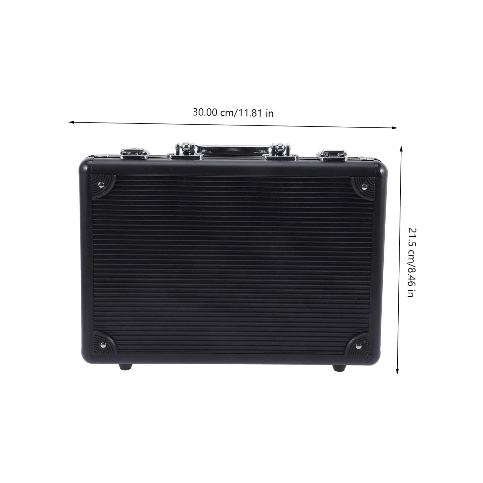 Caja de Fichas de Póquer Portátil de Aluminio Negro 200 Fichas Esquinas Redondeadas Estuche Ligero y Resistente para Juegos de Almacenamiento y Transporte Tamaño 30x21.5x6 Cm