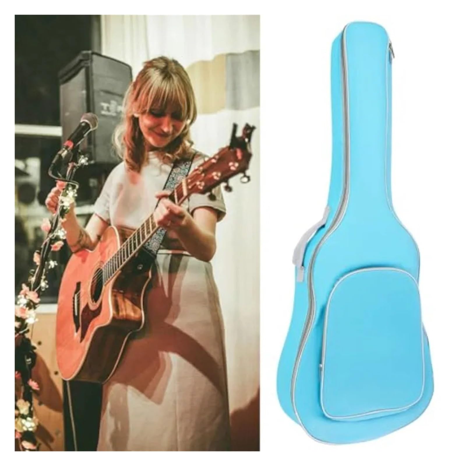 Funda para Guitarra Bolsa for Guitarra acústica de 40 y 41 Pulgadas, con Correas Ajustables for los Hombros, Impermeable, y Acolchada, de Gran Capacidad