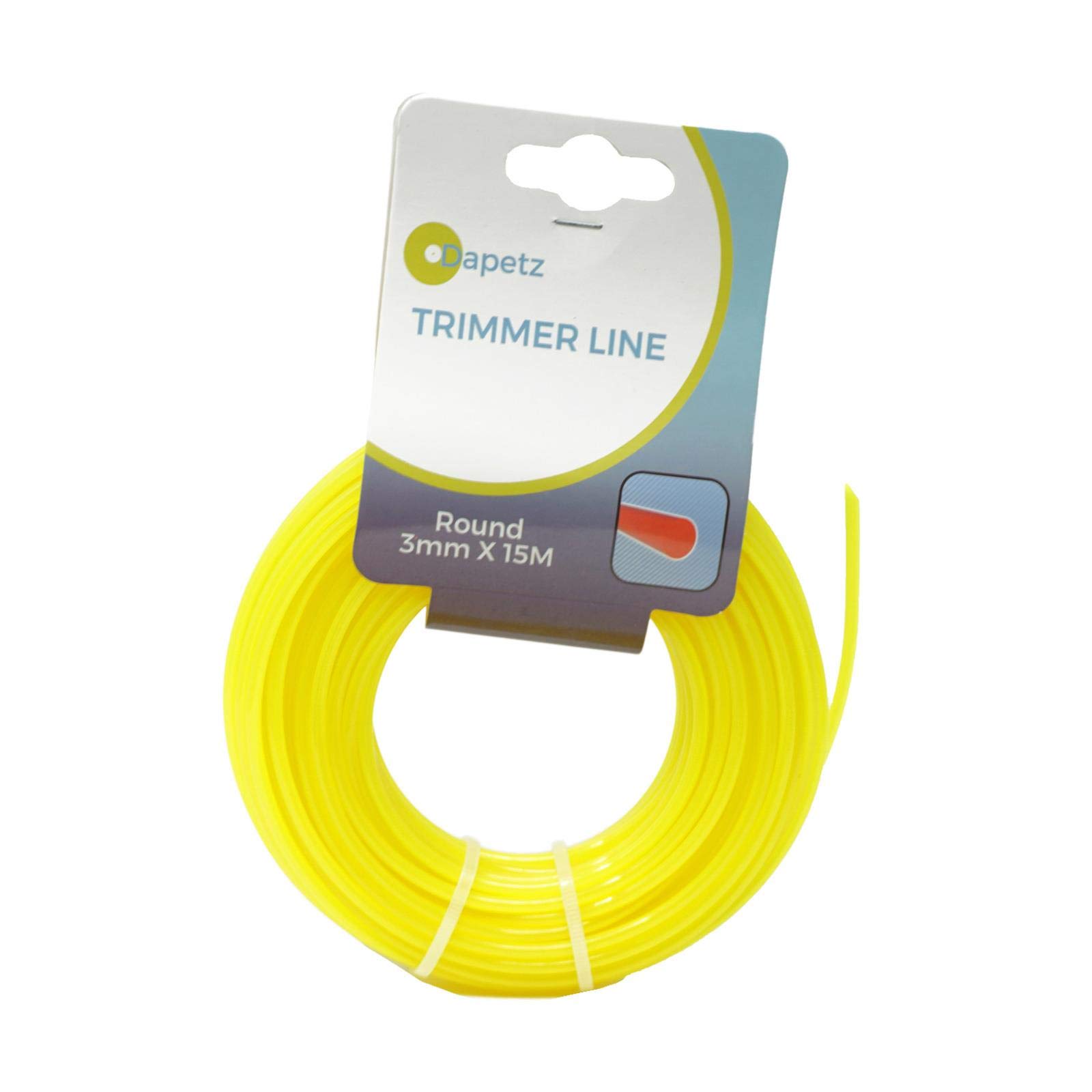 Dapetz ® 15m 3mm Yellow Strimmer Wire Universal String Trimmer Line Nylon Strimmer Cord 1.2mm 1.6mm 2mm 2.4mm 3.0mm Grass Strimming Cable for Garden Weeds Flower Beds (3mm x 15m)