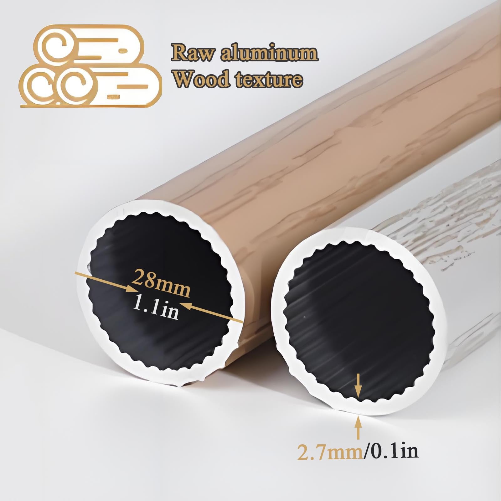 Tringle À Rideaux De 28 Mm De Diamètre Rail De Rideau Avec Finition Grain De Bois Et Embouts Décoratifs(Silver-a,200cm(100cm*2))