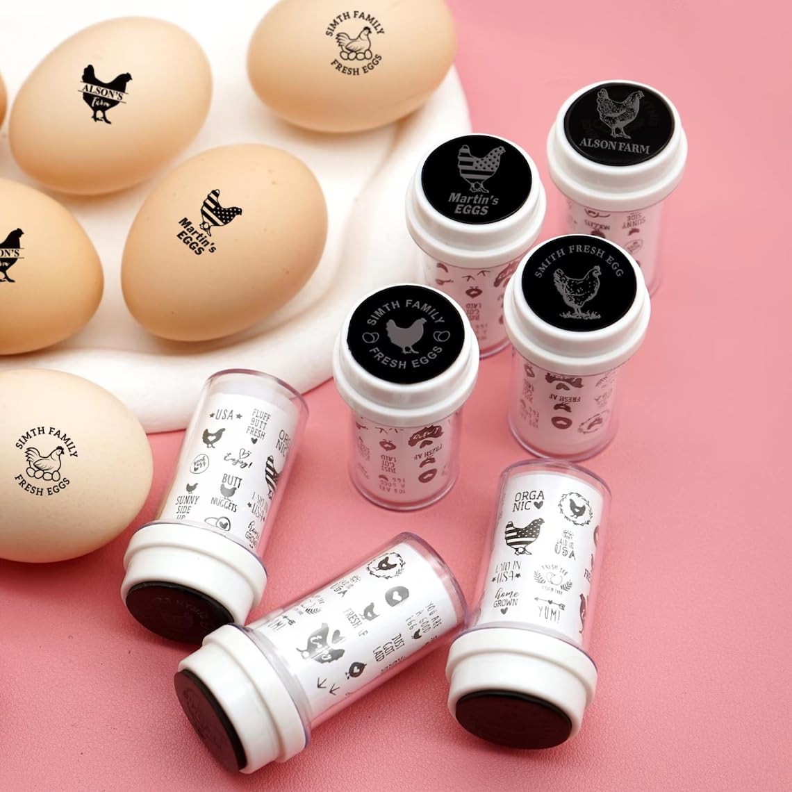 Vniqloo White Custom Farm Fresh Egg Stamp | Personalized Egg Stamp Labels | Diy Chicken Eggs Stamper Mold
