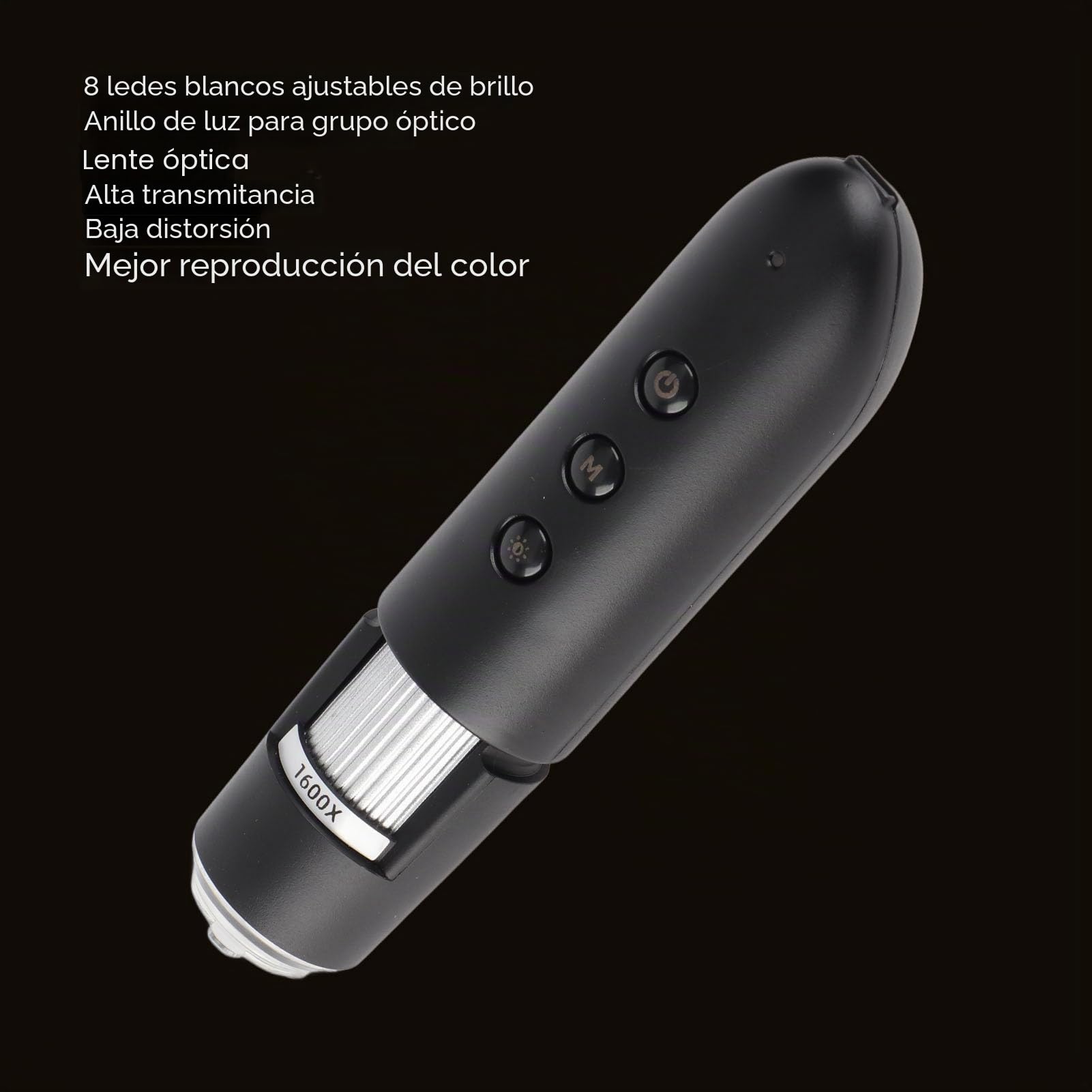 Detector de Pelo de Piel, Aumento 1600X, Detector de Cuero Cabelludo, Microscopio Digital, Analizador de Piel con Luz LED, Microscopios Portátiles WiFi, Lupa HD para Pelo del