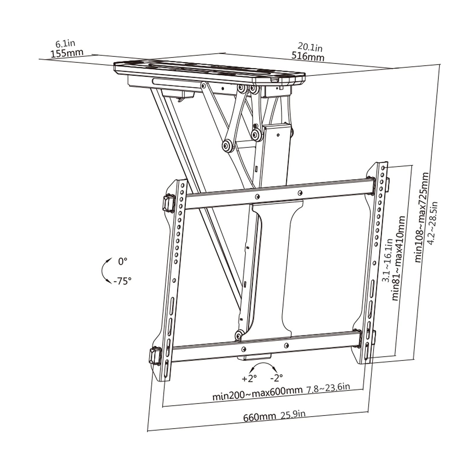 Soportes de Pared Para TV Soporte Para TV Soporte de montaje de TV ajustable Soporte de TV de control remoto inteligente for techo de TV de 32 "-70" Soporte de TV plegable eléctrico Soporte de techo p