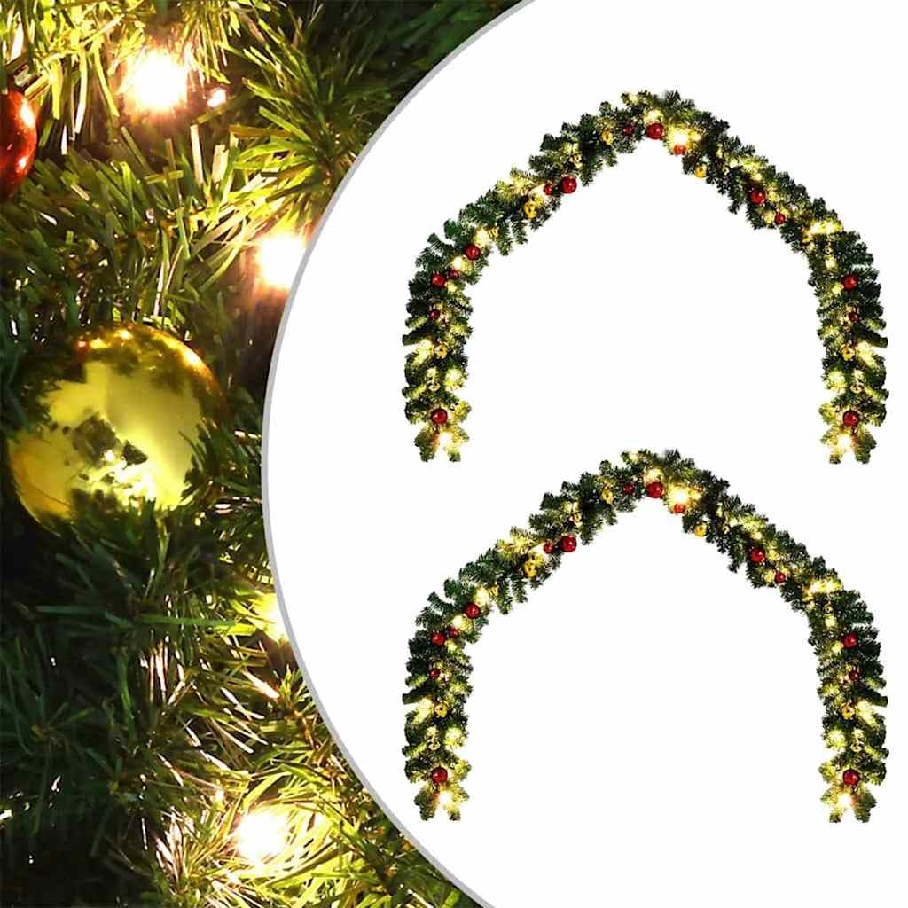 Weihnachtsgirlande mit 600 LEDs, 2 Stück Grün PVC Tannenbaum Dekoration, 2 x 20 m Girlande mit USB-Lichterkette, wetterbeständig für drinnen und draußen, festliche Advents- und Wintersaison