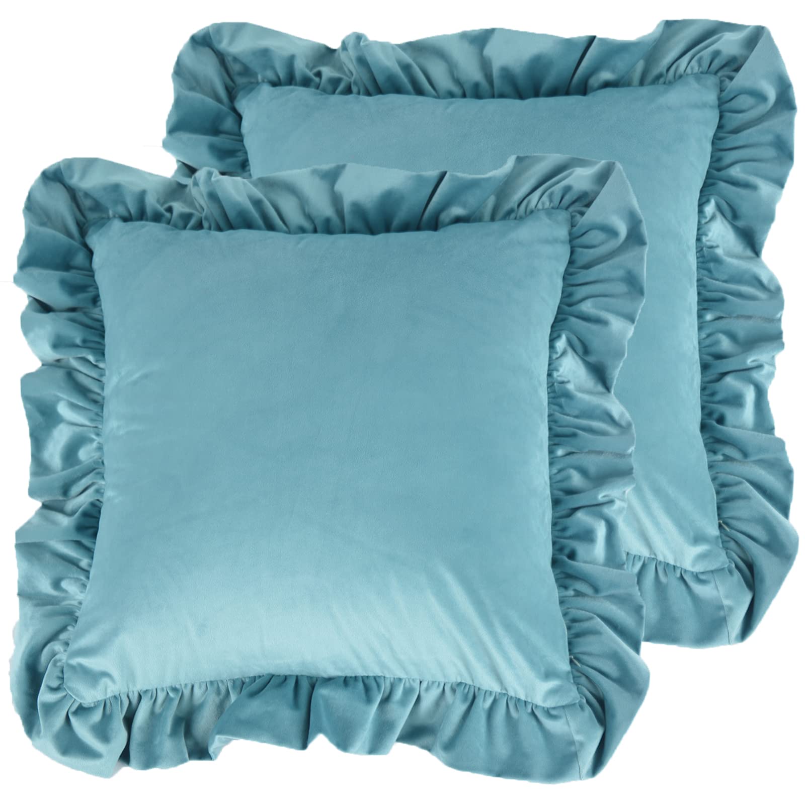Jemiipee Velvet Ruffle Throw Pillow Covers Couch Set Of