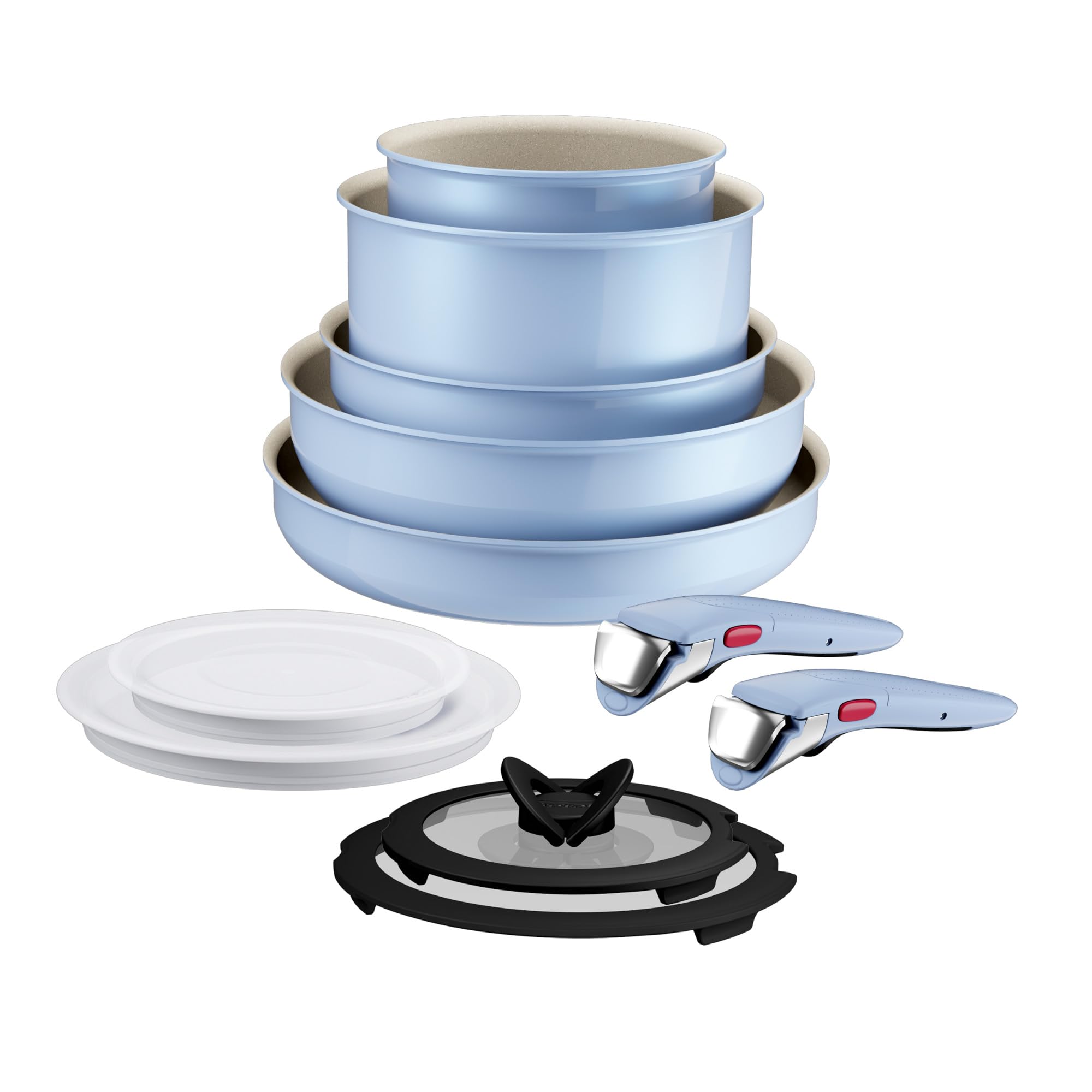 Tefal Ingenio Serenity, Batterie de cuisine 11pièces, Revêtement antiadhésif, Induction, empilable, L828SB04 EUCALYP