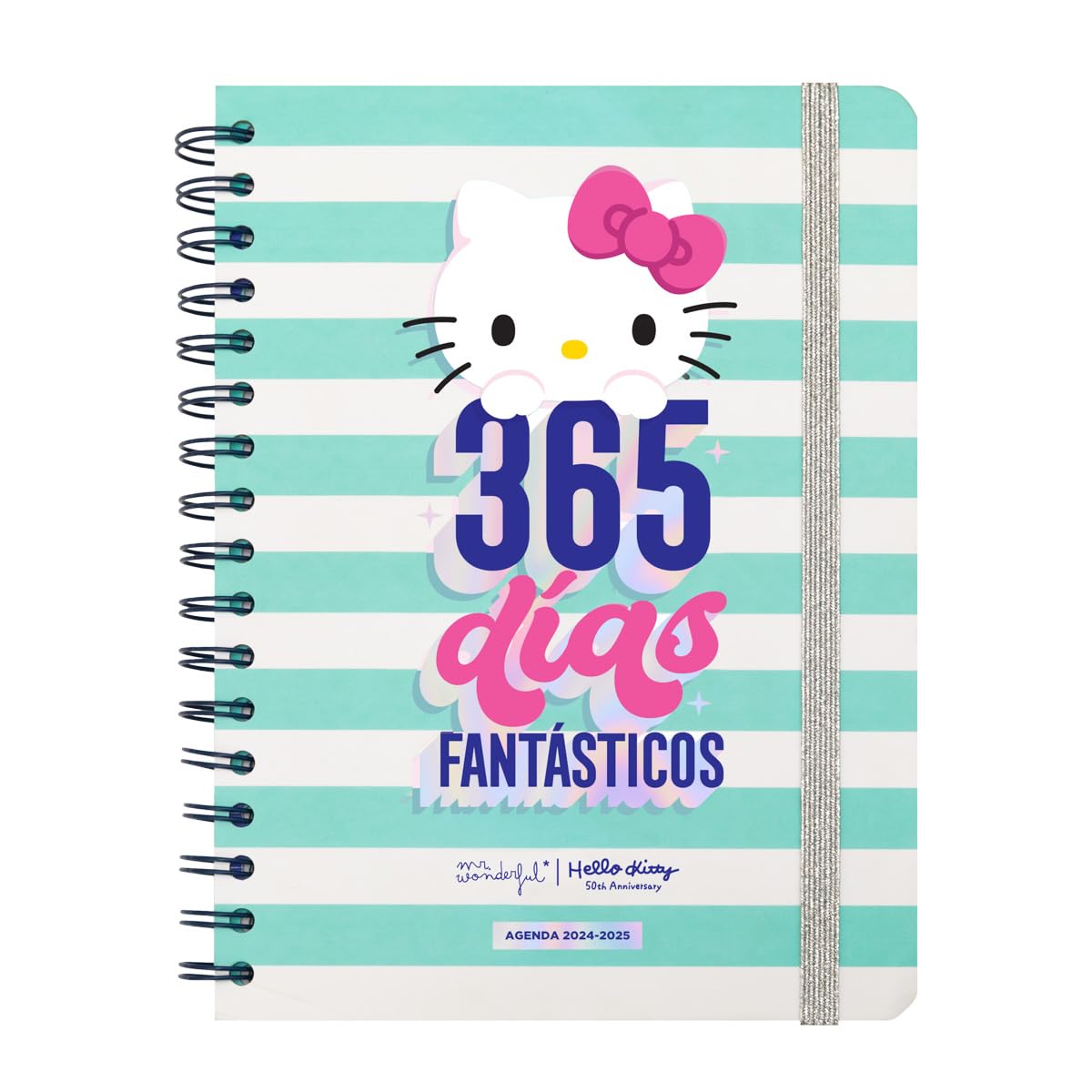 Mr. Wonderful - Agenda 2024/25 Hello Kitty x 365 días fantásticos - Agenda Escolar con Organización Semanal - Incluye 8 hojas de Pegatinas