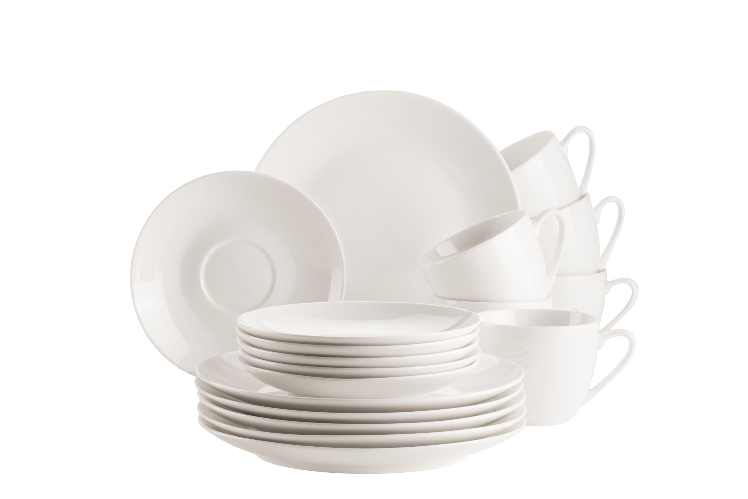 MÄSER 934105 Serie Belmira, klassisches Kaffeeservice für 6 Personen, 18-teiliges Kaffeegeschirr, zeitlos, elegant, filigran, Porzellan, weiß