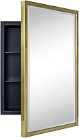 Vista 3 de TEHOME Botiquín de Medicina de Baño Empotrado con Marco de Metal Dorado con Espejo Biselado Rectangular Inclinable Espejos de Tocador para Pared 16