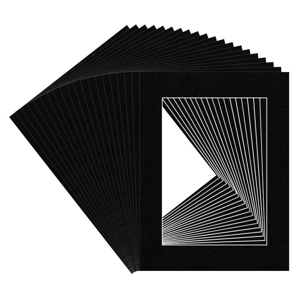 Procut Global 16x12" Black Picture Mounts for Frames - Fits A4 Aperture Size - Precision Cut Cardboard Photo Mounts - Mat Board for Prints, Artwork & Paintings - Pack of 20