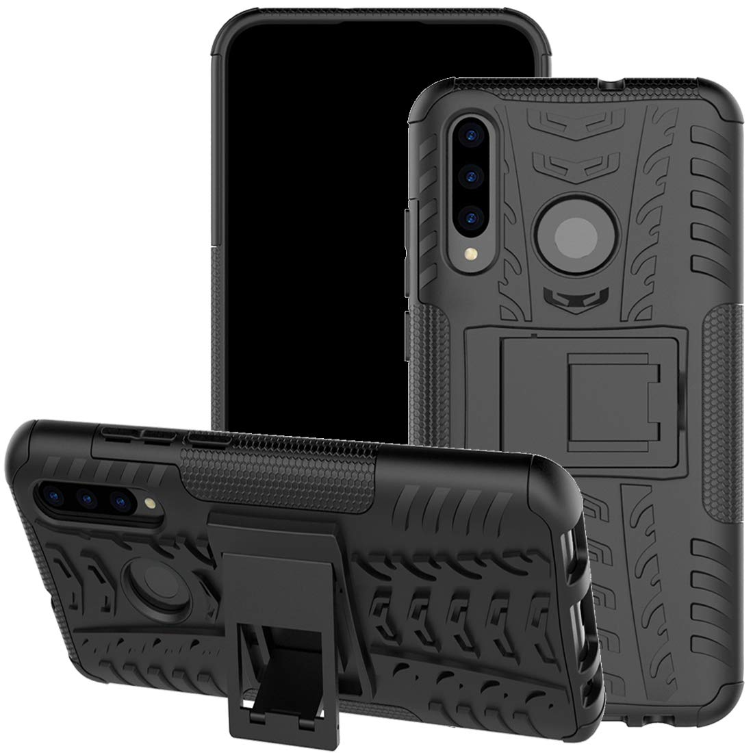 Jhxtech Huawei Honor 10 lite Case, Huawei P Smart 2019 Case, [Kickstand] [Heavy Duty Protection] [Dual Layer] Slim Fit Hybrid Shock Proof Protective Case for Huawei P Smart 2019 (black)