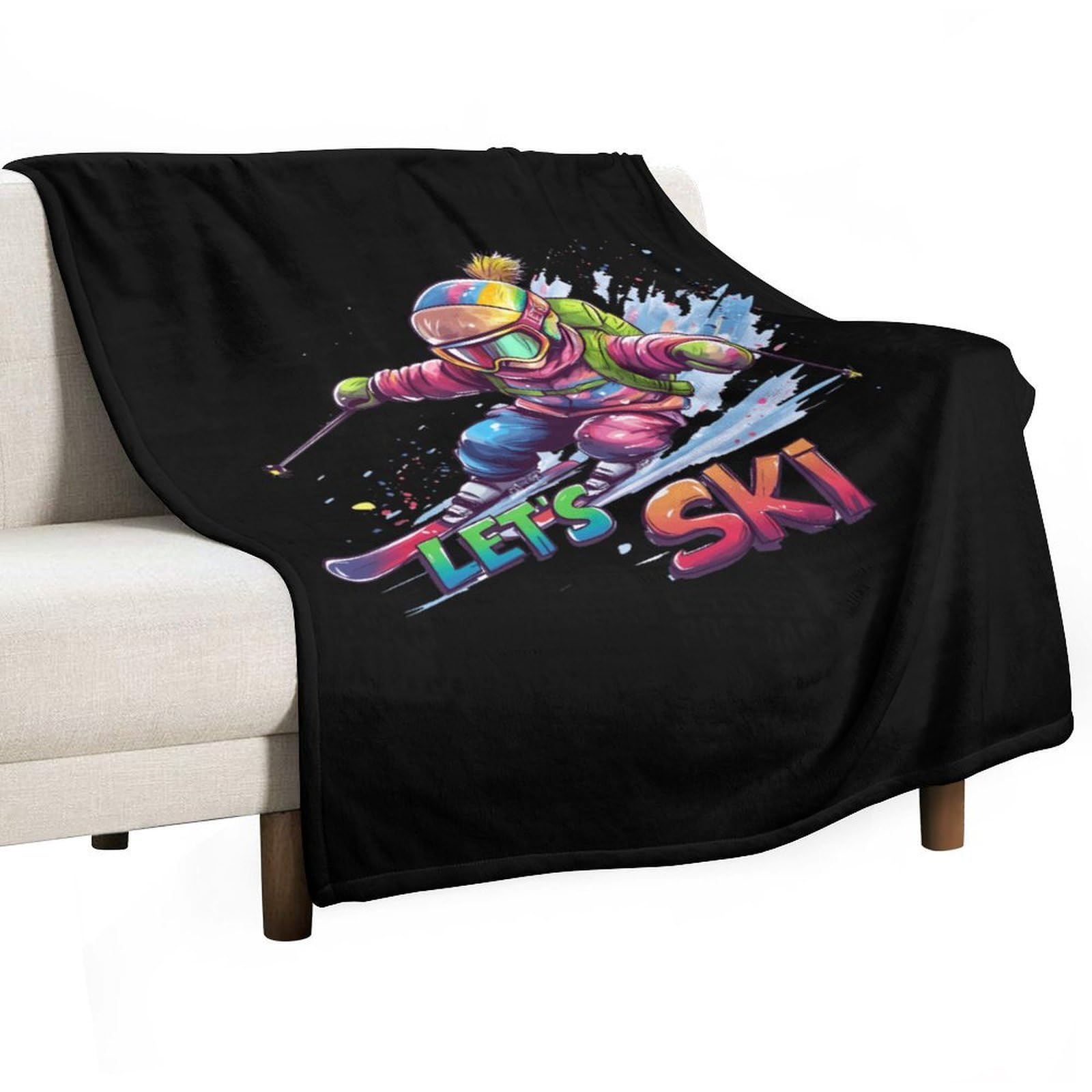 CGSBNGHA Ski Skiing Sports Flannel Fleece Blanket Lightweight Soft Throw Blankets for Sofa Couch Bed Chair