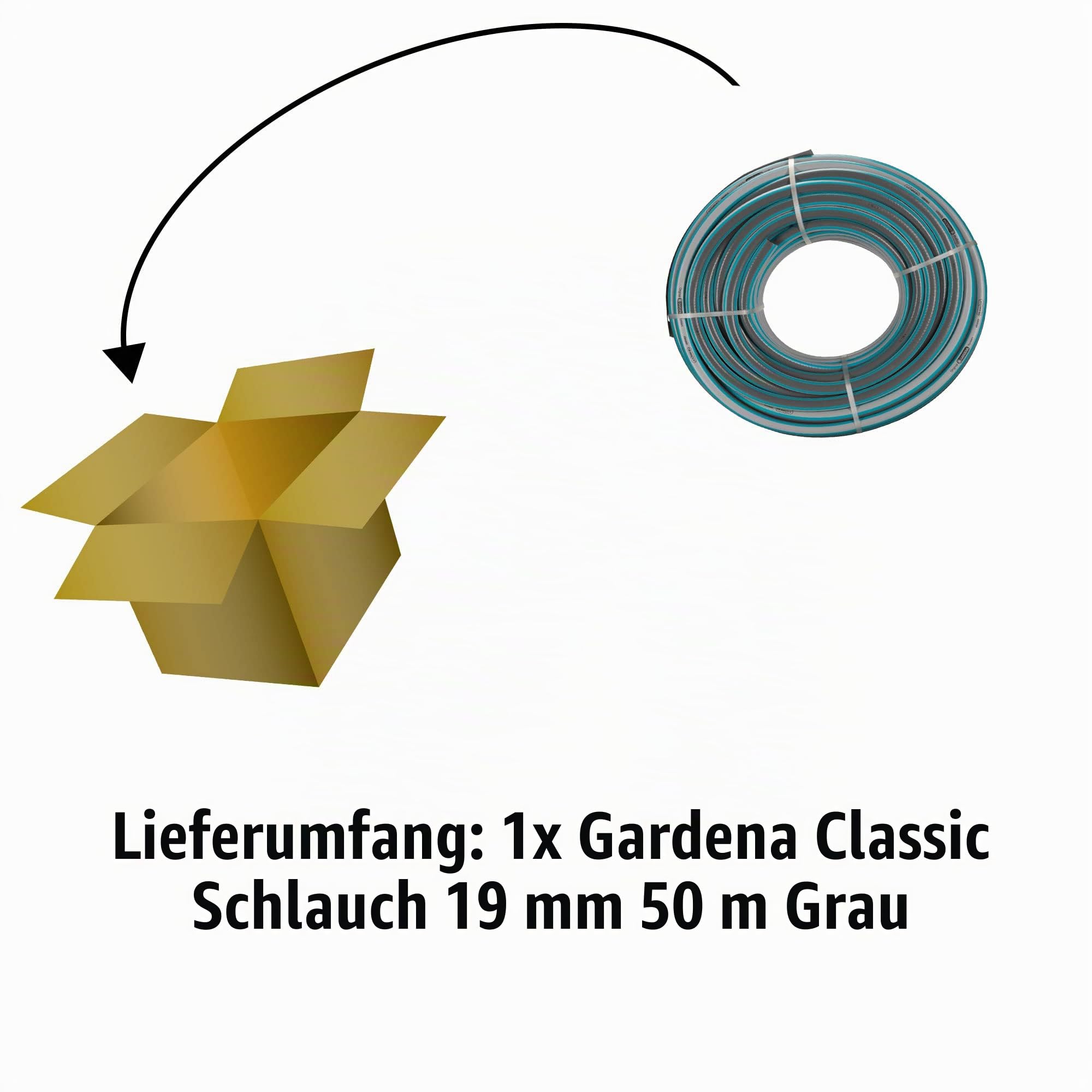 Gardena Classic Schlauch 19 mm (3/4 Zoll), 50 m: Universeller Gartenschlauch aus robustem Kreuzgewebe, 22 bar Berstdruck, UV-beständig, ohne Systemteile, 12 Jahre Garantie (18025-22)