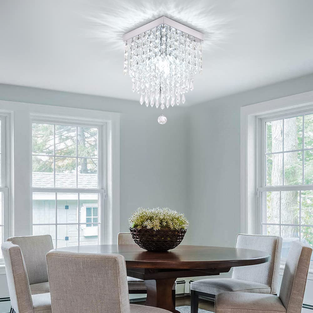 FRIXCHUR Lampadario di cristallo da incasso plafoniera montaggio luci del corridoio plafoniera moderna lampadari di cristallo goccia di pioggia per camera da letto sala da pranzo cucina base E14