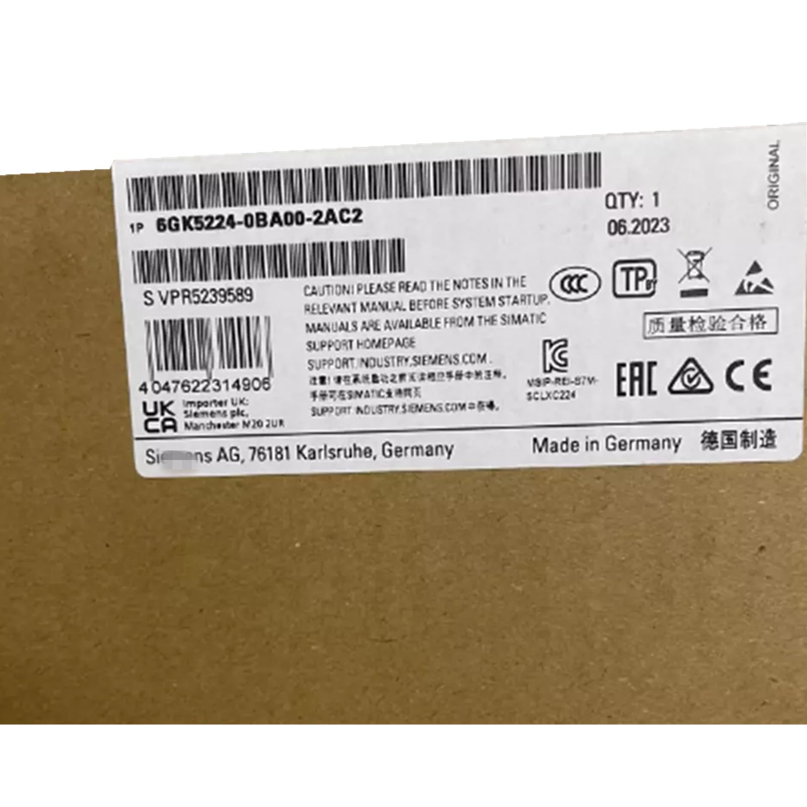 6GK52240BA002AC2 Ethernet Switch Module, 6GK5224-0BA00-2AC2 Ethernet Module for High-Speed Data Transfer