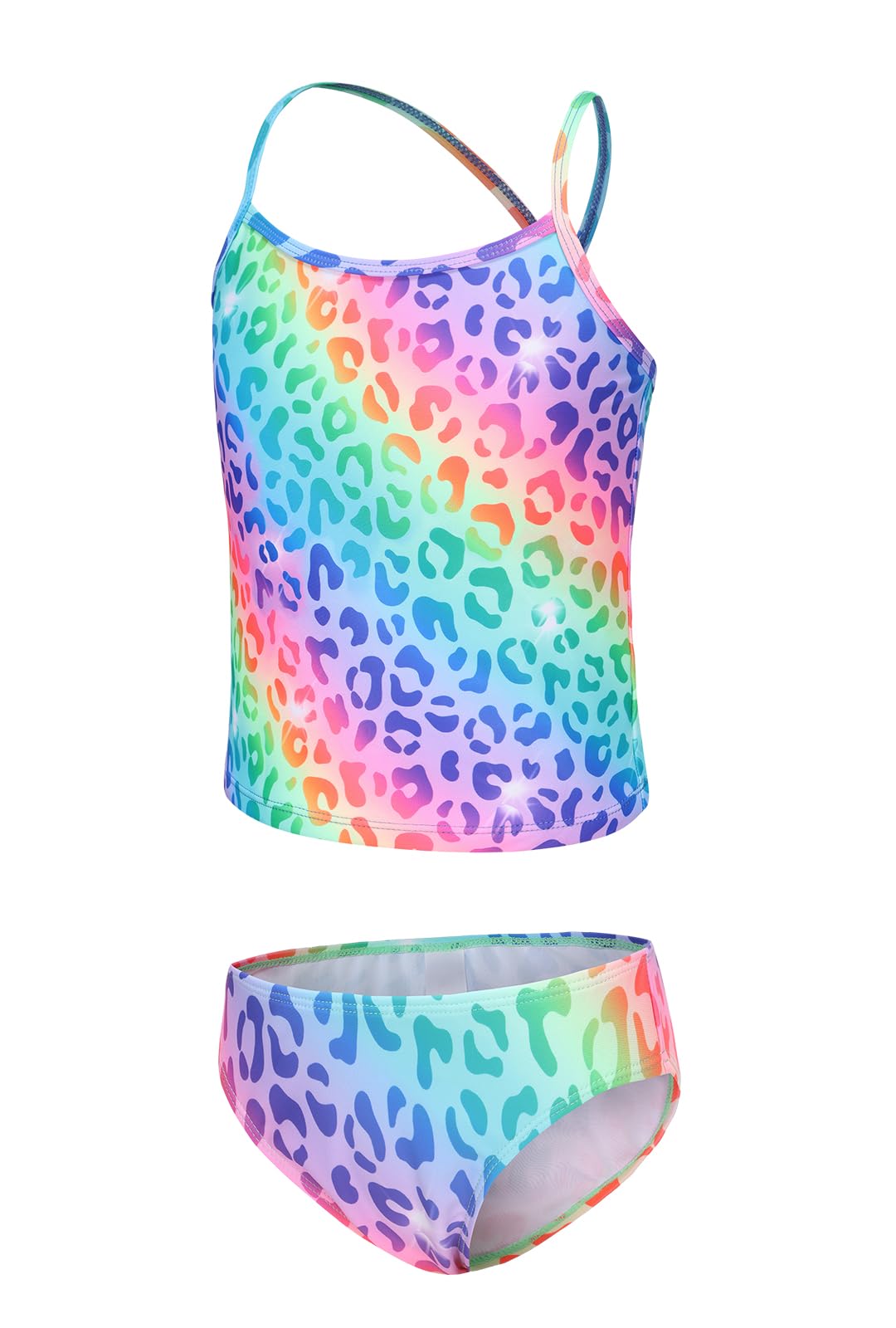 Girls Two Piece Tankini Swimsuits Rainbow Striped Bathing Suit Swim Suit