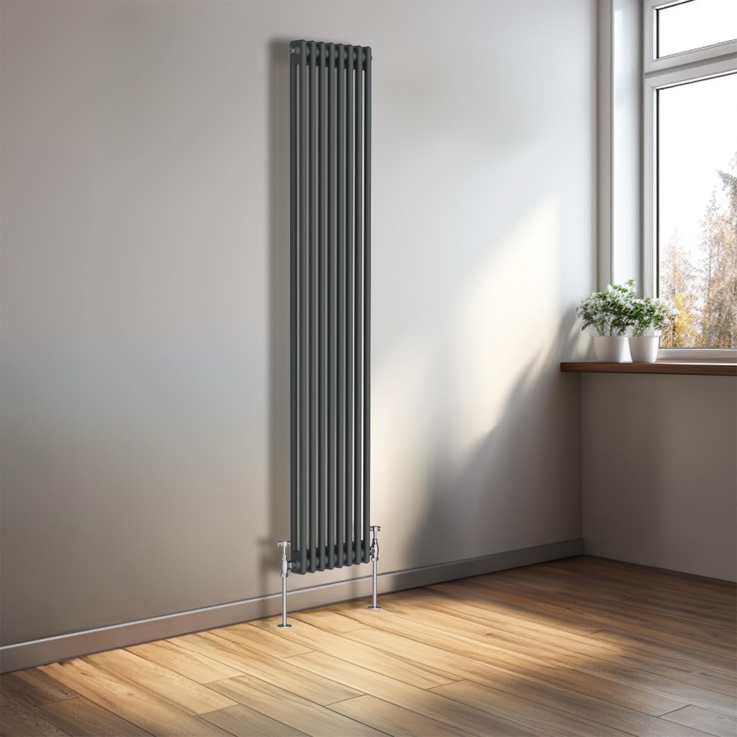 NRG 1800x380 Cast Iron Vertical Radiator Anthracite 2 Column Central Heating Rads — image 1