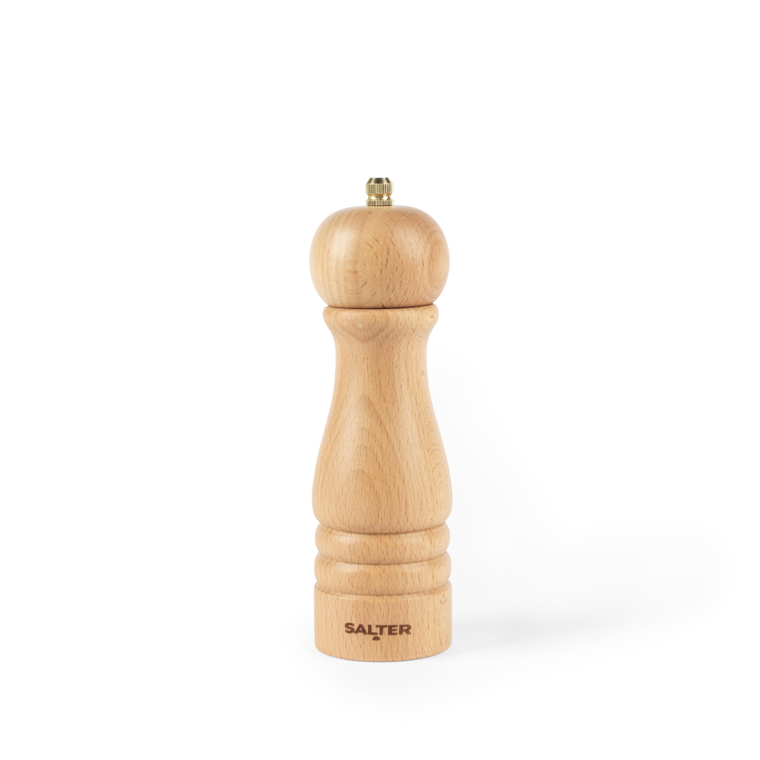 Salter Olea Salt & Pepper Grinder – Single FSC®-Certified Wooden Seasoning Mill, Adjustable Grind Coarse to Fine, Ceramic Mechanism, Manual Grinding for Salt Crystals or Peppercorns, Beige