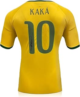 Exclusive Memorabilia Kaka Signed Original Brazil 2014-15 Home Soccer Jersey