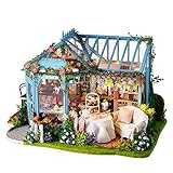 VKStar DIY Mini Villa Dollhouse Miniatures Collection Luxurious Villa Girls DIY Dollhouse Kits Teenagers Adults Handmade Toys Furniture Mini House with Dust Cover Music Box Girlfriends Romantic Gift