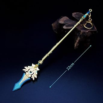 1PC Genshin impact weapon keychain desktop ornaments game Lance with display stand