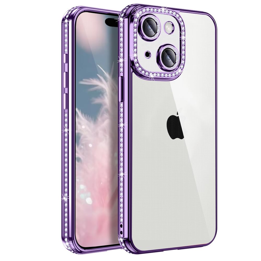 Amazon.co.jp: MuZiF iPhone 15 用 ケース クリア メッキ加工 キラキラ